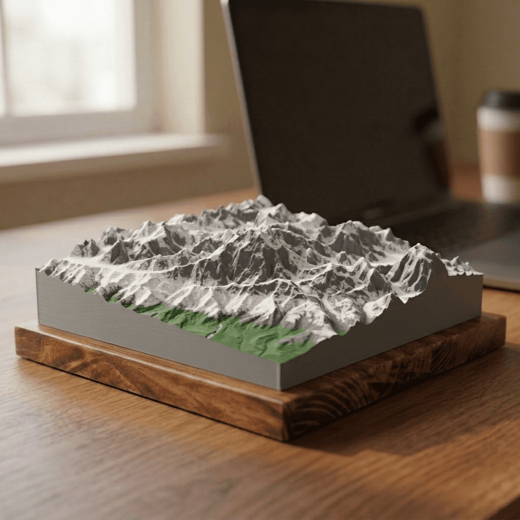Denali 3D Terrain Relief, printed and mounted