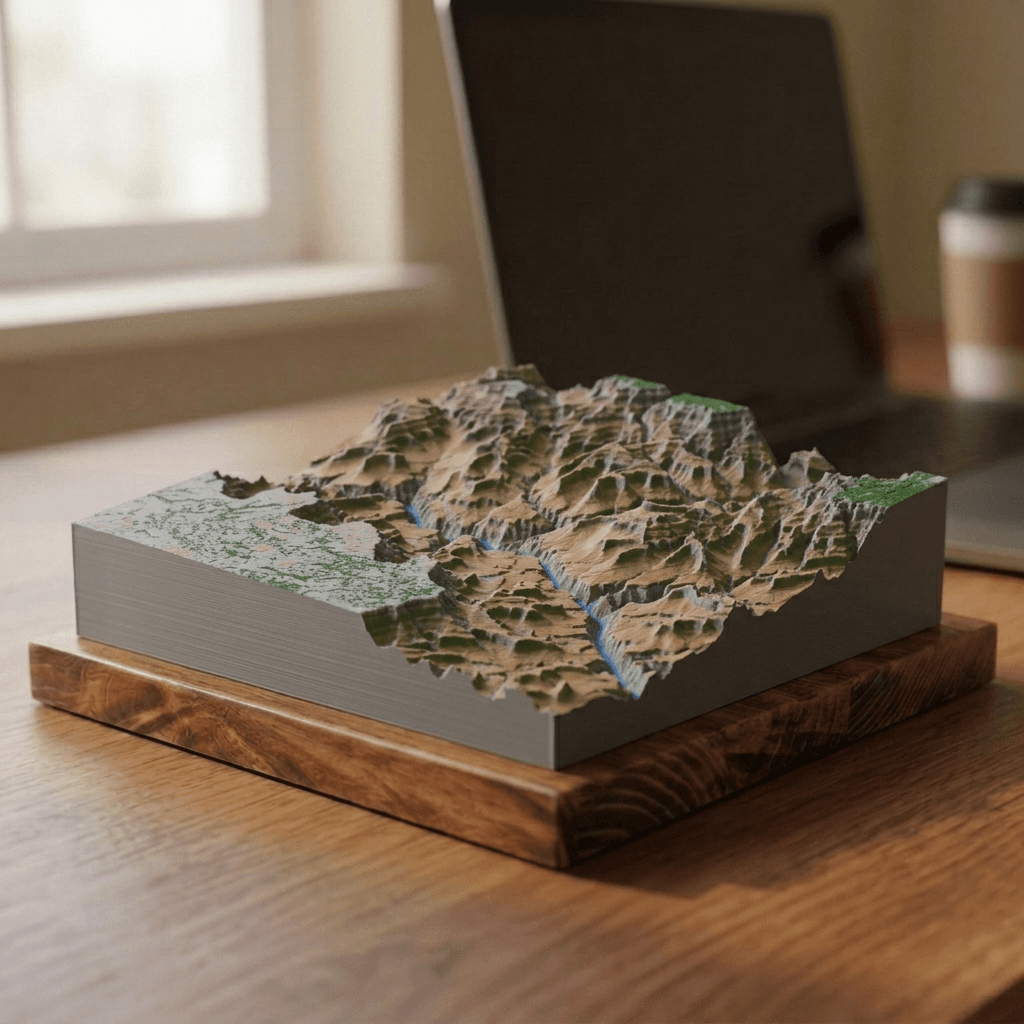 Grand Canyon 3D Terrain Relief, printed and mounted