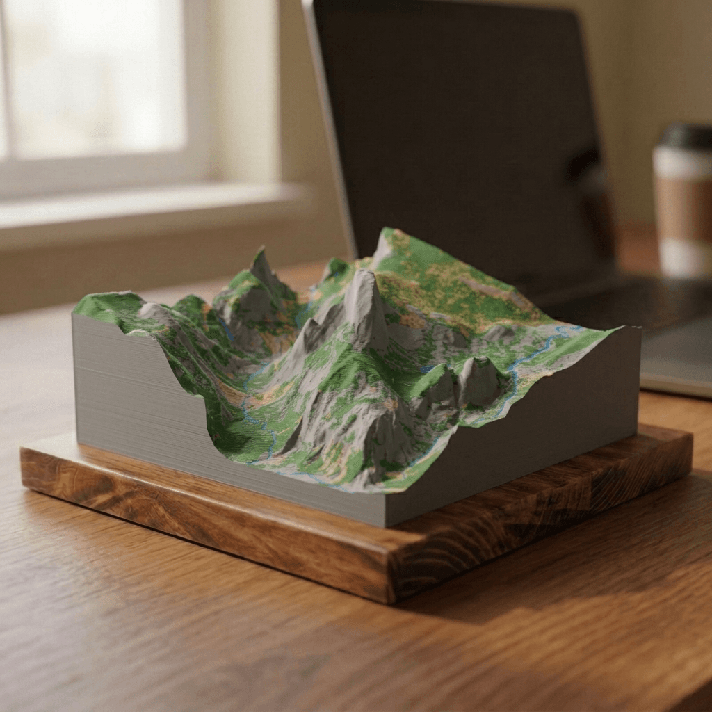 Half Dome 3D Terrain Relief, printed and mounted