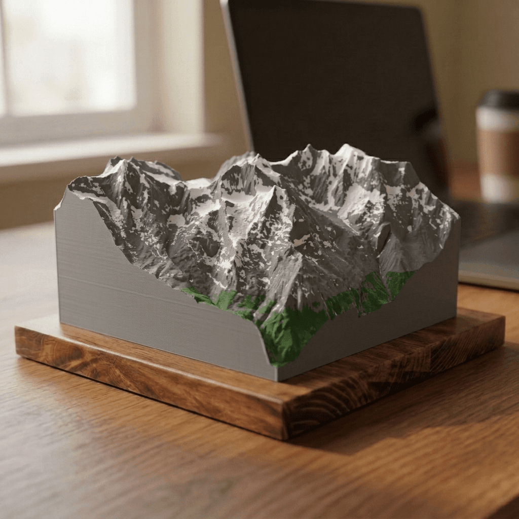Jungfrau 3D Terrain Relief, printed and mounted