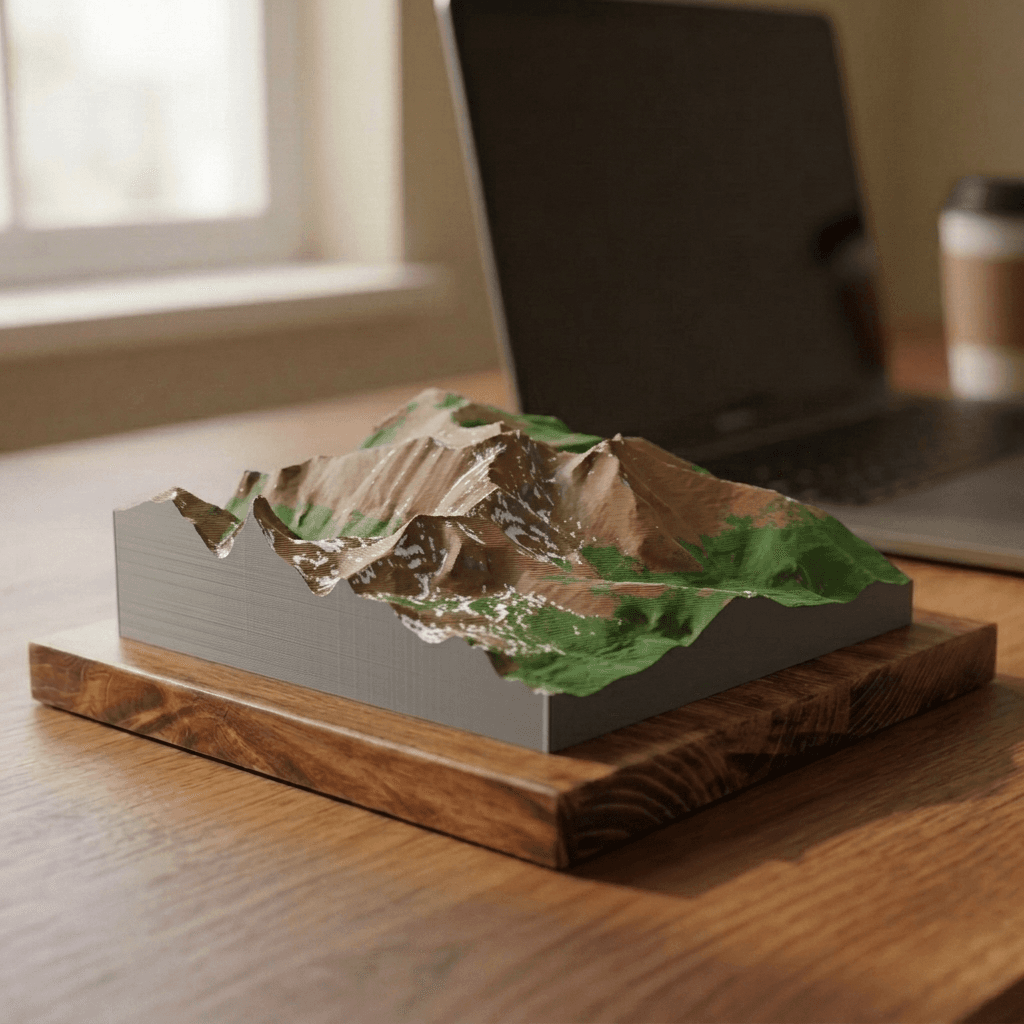 Longs Peak 3D Terrain Relief, printed and mounted