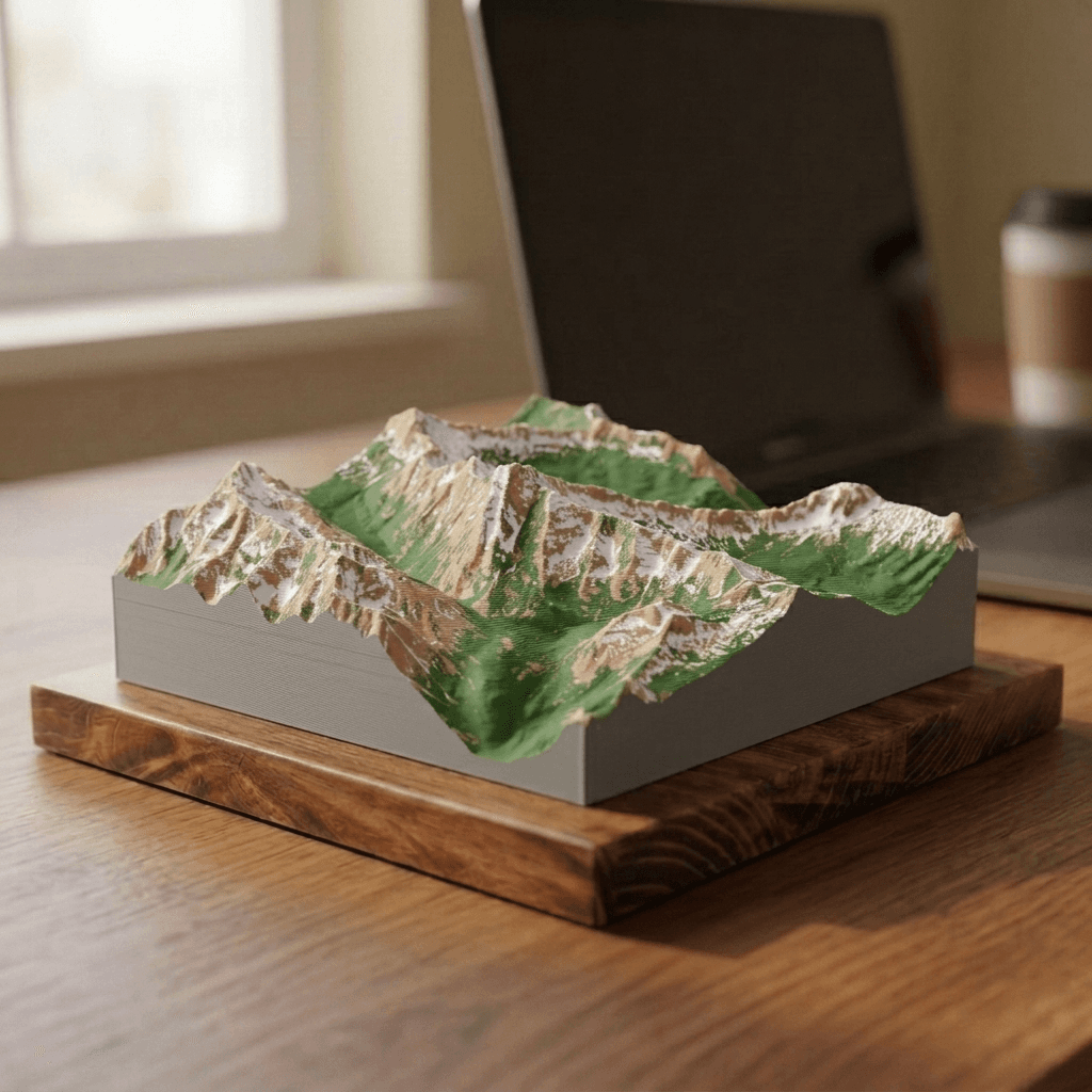 Maroon Bells 3D Terrain Relief, printed and mounted