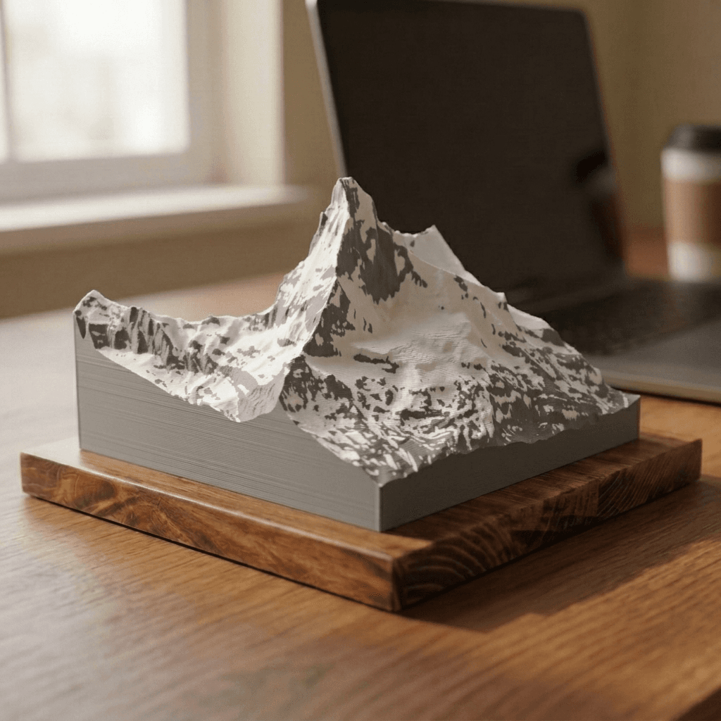 Matterhorn 3D Terrain Relief, printed and mounted