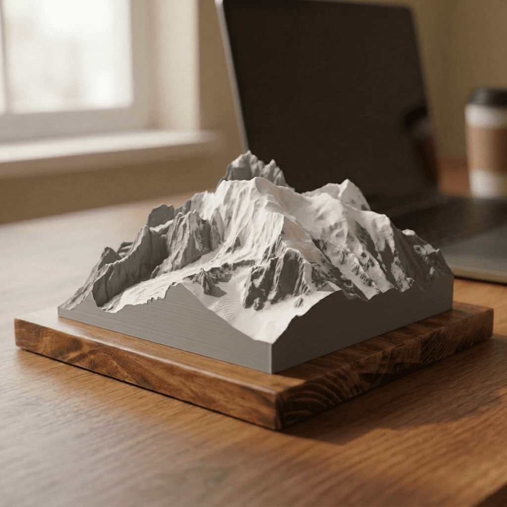 Mont Blanc 3D Terrain Relief, printed and mounted