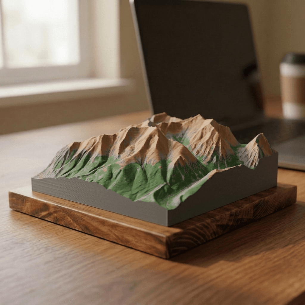 Mount Elbert 3D Terrain Relief, printed and mounted