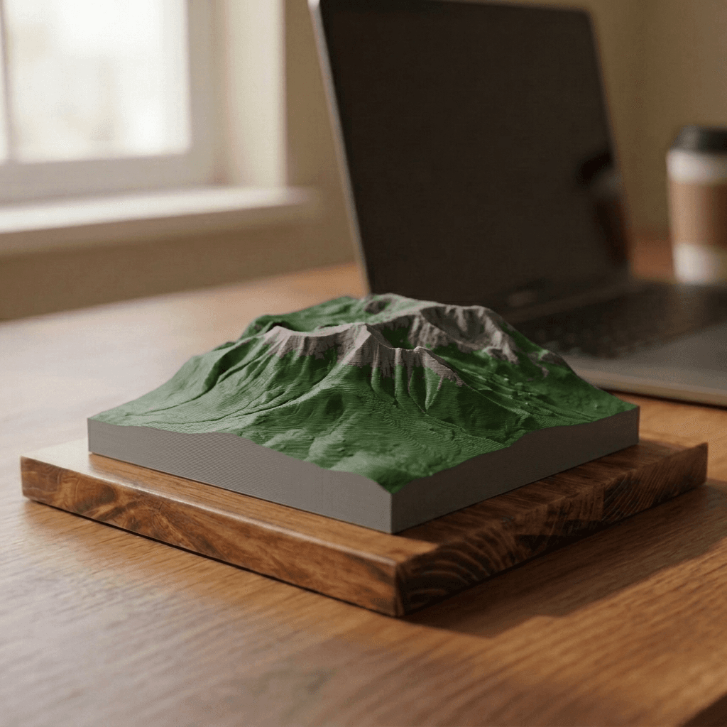 Mount Katahdin 3D Terrain Relief, printed and mounted