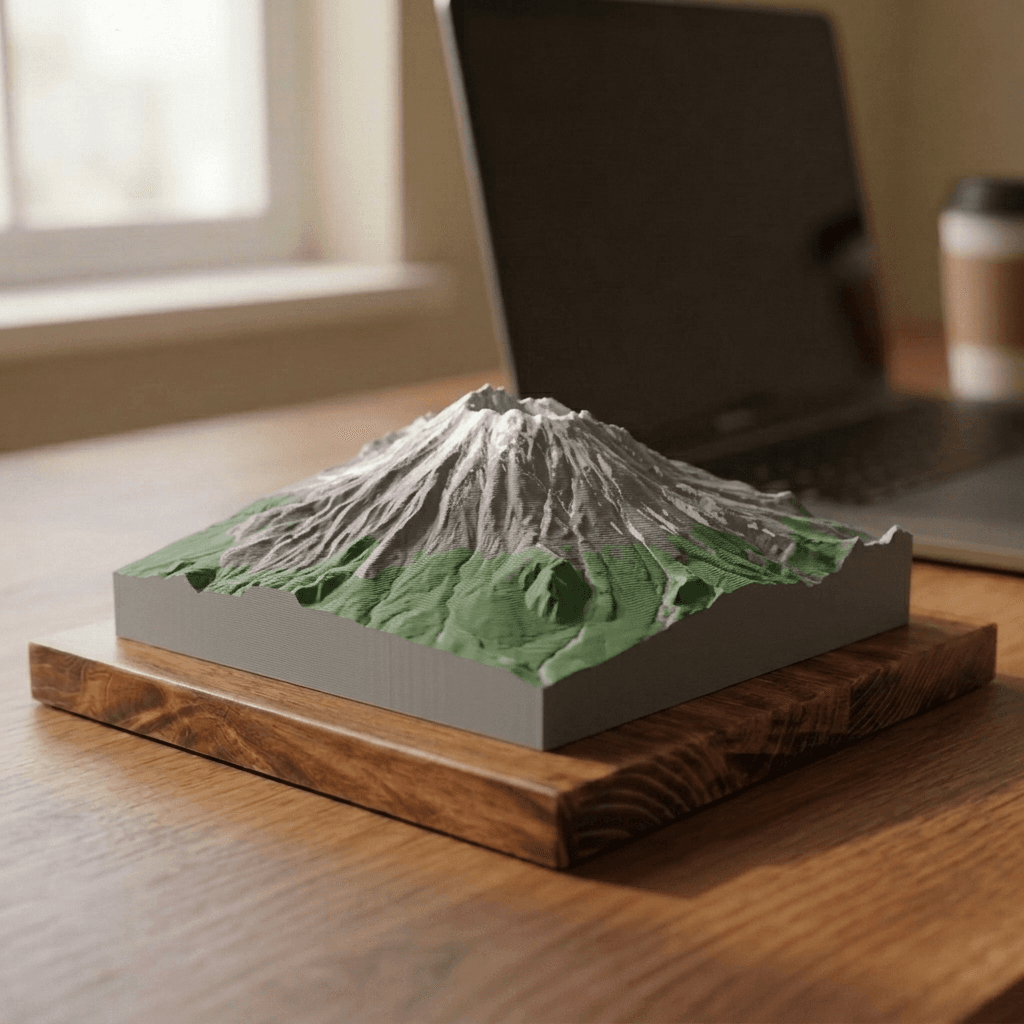 Mount St. Helens 3D Terrain Relief, printed and mounted